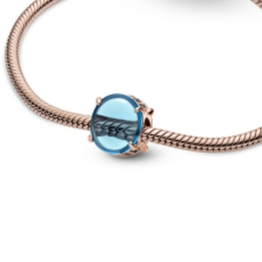 PANDORA COLORS BLUE OVAL CABOCHON CHARM 789309C01 new with tag - Picture 2 of 6